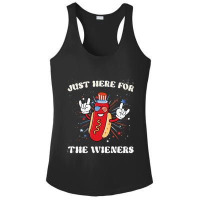 IM Just Here For The Wieners Fourth Of July Hot Dog Ladies PosiCharge Competitor Racerback Tank