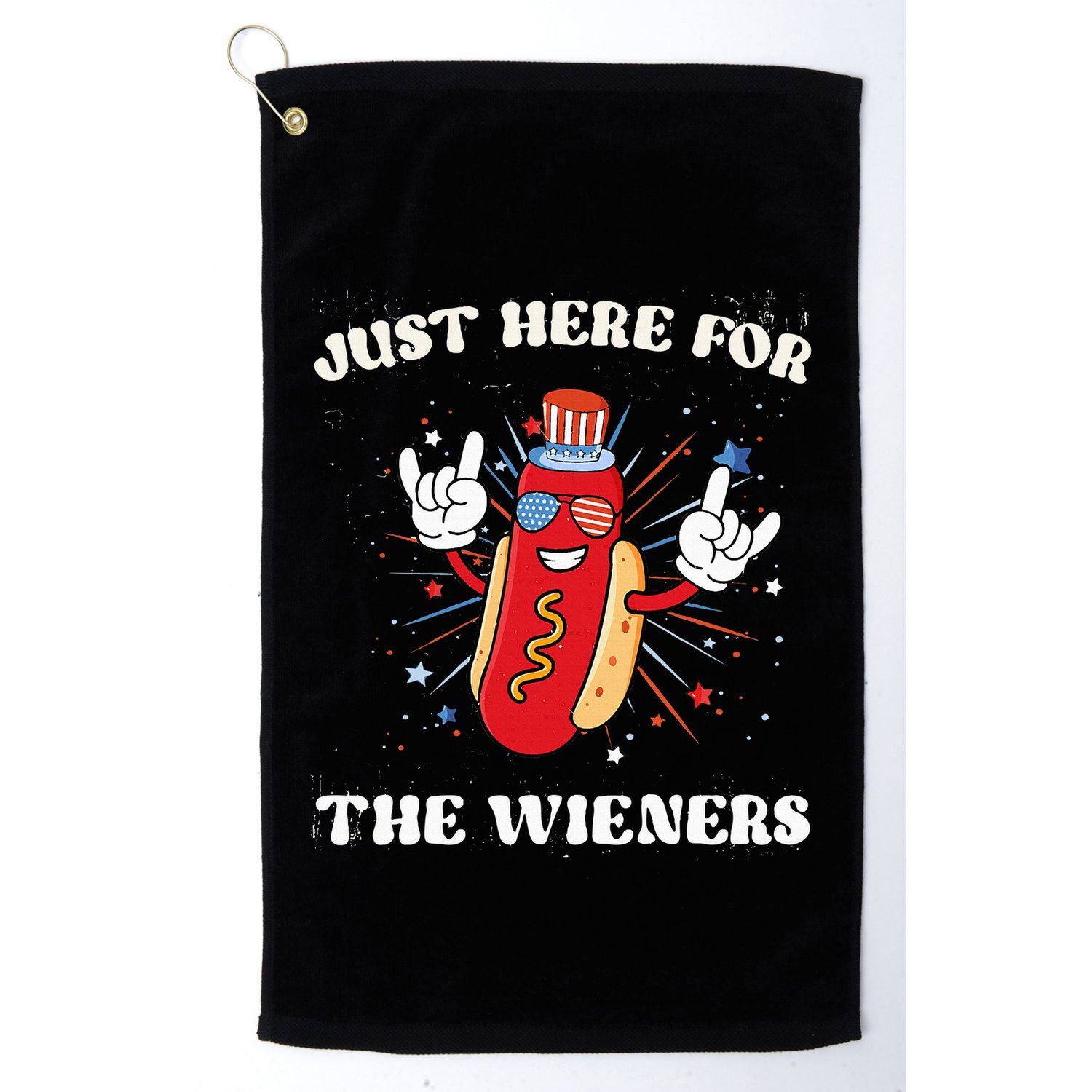 IM Just Here For The Wieners Fourth Of July Hot Dog Golf Towel