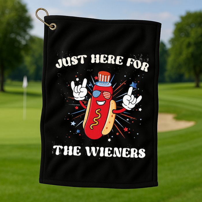 IM Just Here For The Wieners Fourth Of July Hot Dog Golf Towel
