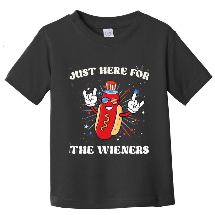IM Just Here For The Wieners Fourth Of July Hot Dog Toddler T-Shirt