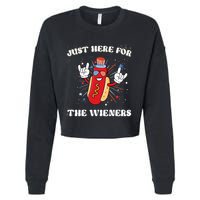 IM Just Here For The Wieners Fourth Of July Hot Dog Cropped Pullover Crew