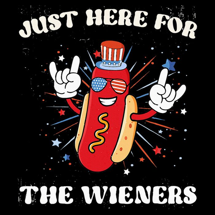 IM Just Here For The Wieners Fourth Of July Hot Dog Cropped Pullover Crew