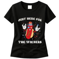 IM Just Here For The Wieners Fourth Of July Hot Dog Womens T-Shirt