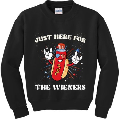 IM Just Here For The Wieners Fourth Of July Hot Dog Kids Sweatshirt