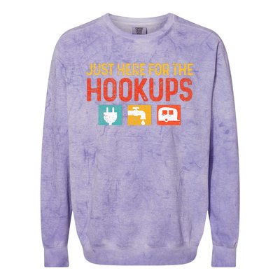 I'm Just Here For The Hookups Funny Camp RV Camper Camping Colorblast Crewneck Sweatshirt