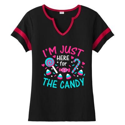 IM Just Here For The Candy Halloween Ladies Halftime Notch Neck Tee