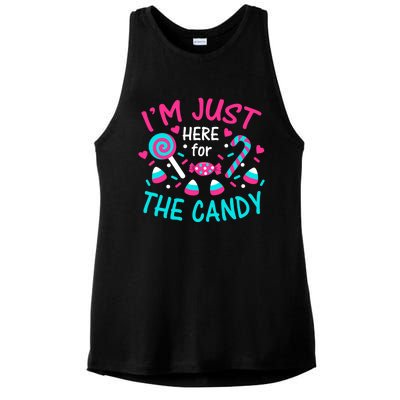 IM Just Here For The Candy Halloween Ladies PosiCharge Tri-Blend Wicking Tank