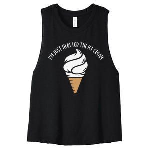 I'm Just Here For The Ice Cream Cute Meme Food Lover Party Women's Racerback Cropped Tank