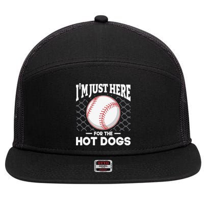 I'm Just Here For The Hot Dogs Summer Baseball Game Hotdog 7 Panel Mesh Trucker Snapback Hat