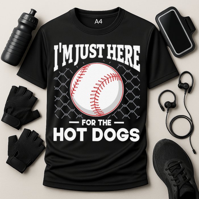 I'm Just Here For The Hot Dogs Summer Baseball Game Hotdog Cooling Performance Crew T-Shirt