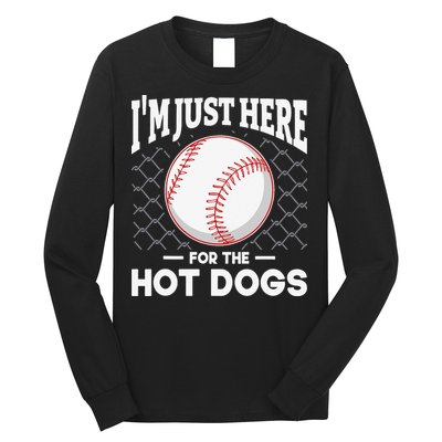 I'm Just Here For The Hot Dogs Summer Baseball Game Hotdog Long Sleeve Shirt