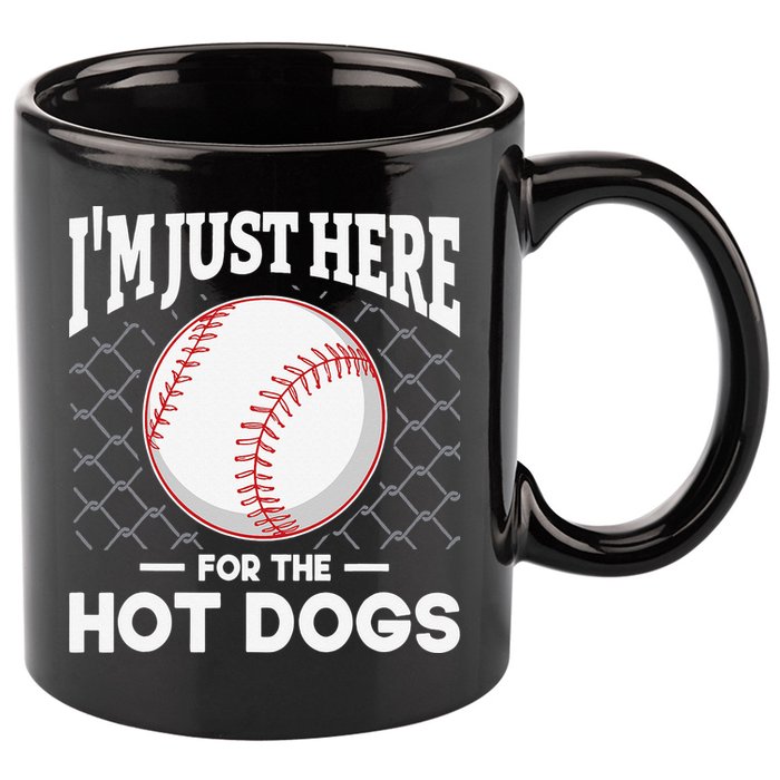 I'm Just Here For The Hot Dogs Summer Baseball Game Hotdog 11oz C Handle Ceramic Mug