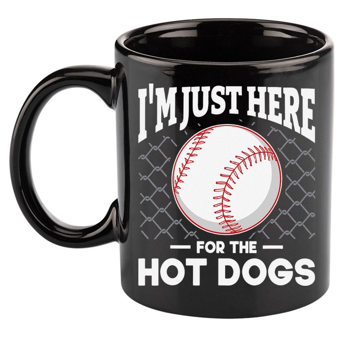 I'm Just Here For The Hot Dogs Summer Baseball Game Hotdog 11oz C Handle Ceramic Mug