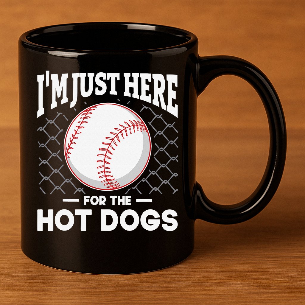 I'm Just Here For The Hot Dogs Summer Baseball Game Hotdog 11oz C Handle Ceramic Mug