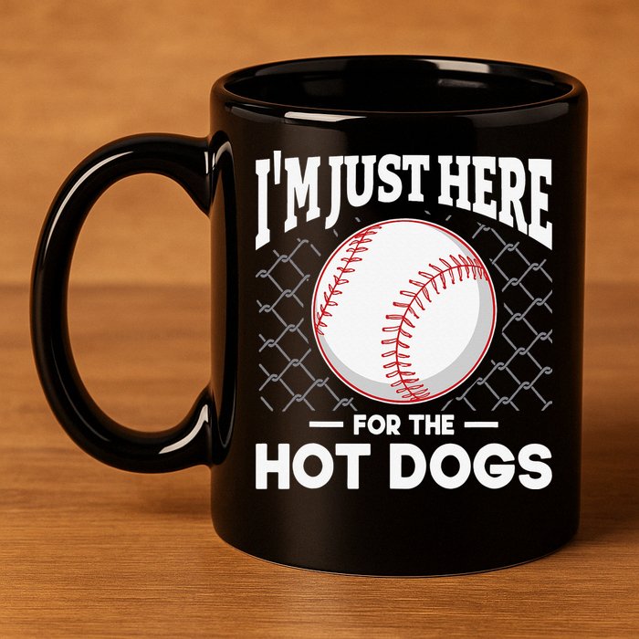 I'm Just Here For The Hot Dogs Summer Baseball Game Hotdog 11oz C Handle Ceramic Mug