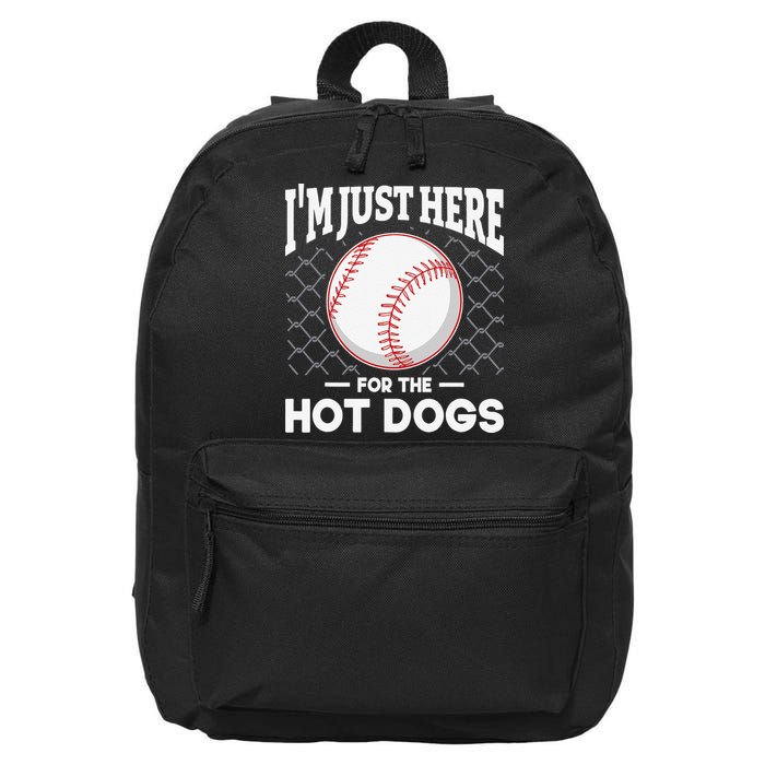 I'm Just Here For The Hot Dogs Summer Baseball Game Hotdog 16 in Basic Backpack
