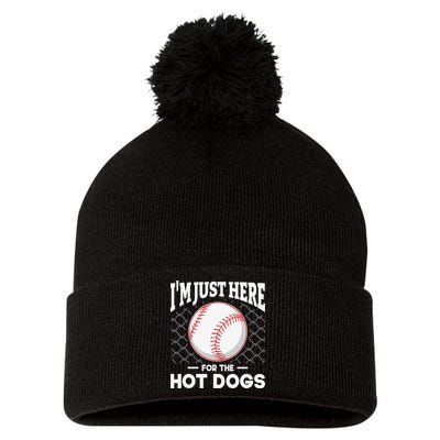 I'm Just Here For The Hot Dogs Summer Baseball Game Hotdog Pom Pom 12in Knit Beanie