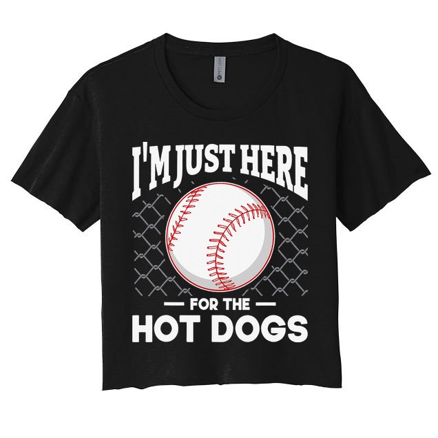 I'm Just Here For The Hot Dogs Summer Baseball Game Hotdog Crop Top