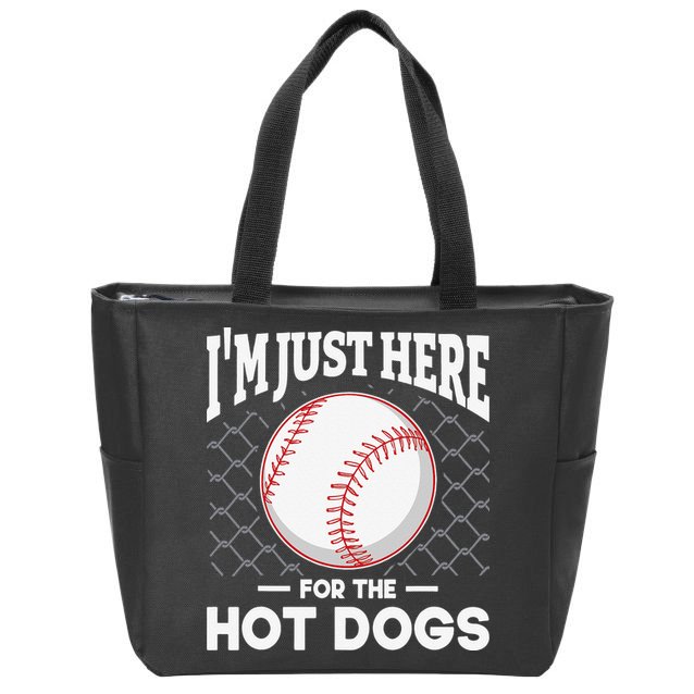 I'm Just Here For The Hot Dogs Summer Baseball Game Hotdog Zip Tote Bag