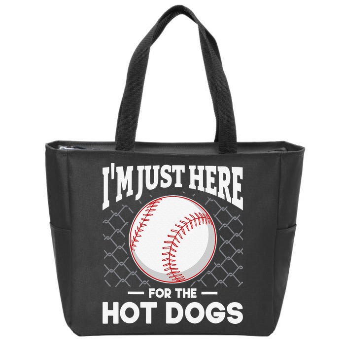 I'm Just Here For The Hot Dogs Summer Baseball Game Hotdog Zip Tote Bag