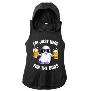 IM Just Here For The Boos Funny Halloween Ghost Ladies PosiCharge Tri-Blend Wicking Draft Hoodie Tank