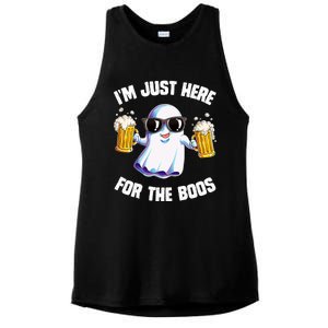 IM Just Here For The Boos Funny Halloween Ghost Ladies PosiCharge Tri-Blend Wicking Tank