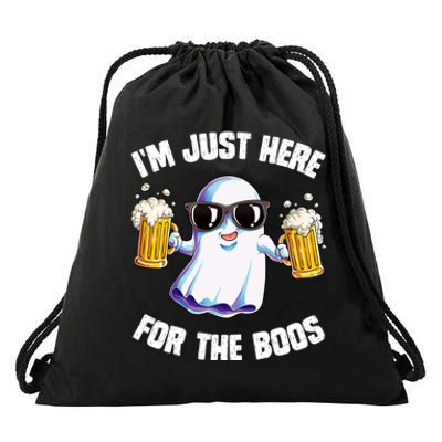 IM Just Here For The Boos Funny Halloween Ghost Drawstring Bag