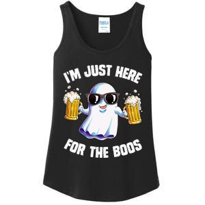 IM Just Here For The Boos Funny Halloween Ghost Ladies Essential Tank