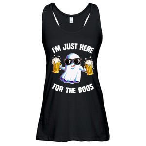 IM Just Here For The Boos Funny Halloween Ghost Ladies Essential Flowy Tank