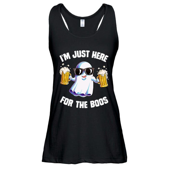 IM Just Here For The Boos Funny Halloween Ghost Ladies Essential Flowy Tank