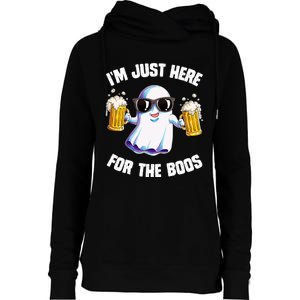 IM Just Here For The Boos Funny Halloween Ghost Womens Funnel Neck Pullover Hood