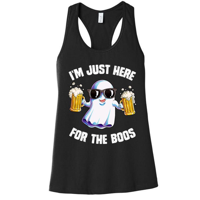 IM Just Here For The Boos Funny Halloween Ghost Women's Racerback Tank