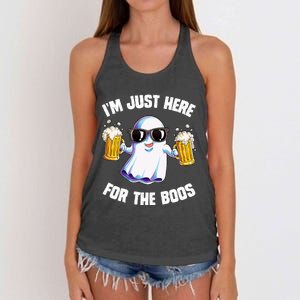 IM Just Here For The Boos Funny Halloween Ghost Women's Knotted Racerback Tank