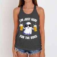 IM Just Here For The Boos Funny Halloween Ghost Women's Knotted Racerback Tank