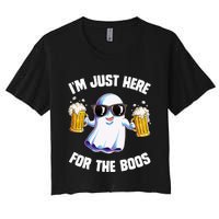 IM Just Here For The Boos Funny Halloween Ghost Women's Crop Top Tee