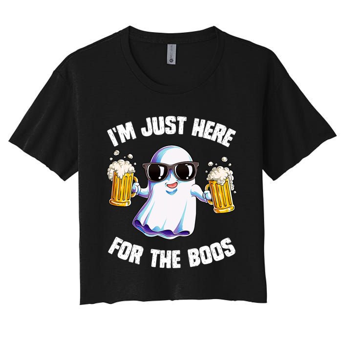 IM Just Here For The Boos Funny Halloween Ghost Women's Crop Top Tee