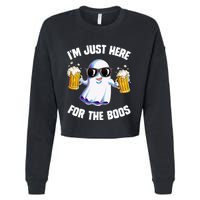 IM Just Here For The Boos Funny Halloween Ghost Cropped Pullover Crew