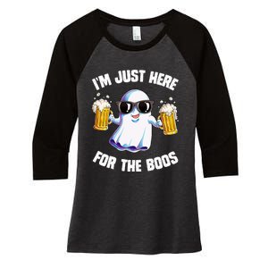 IM Just Here For The Boos Funny Halloween Ghost Women's Tri-Blend 3/4-Sleeve Raglan Shirt