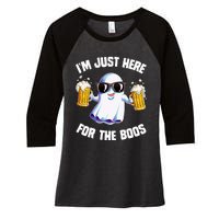 IM Just Here For The Boos Funny Halloween Ghost Women's Tri-Blend 3/4-Sleeve Raglan Shirt