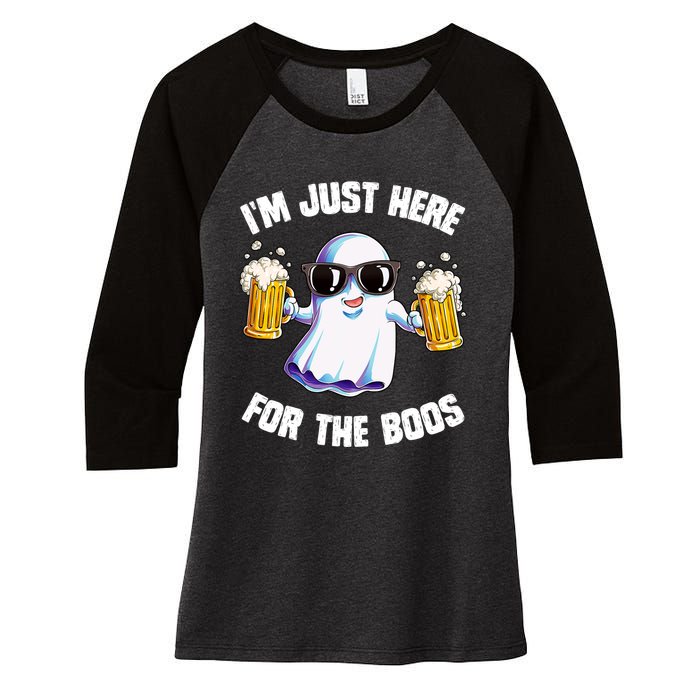 IM Just Here For The Boos Funny Halloween Ghost Women's Tri-Blend 3/4-Sleeve Raglan Shirt