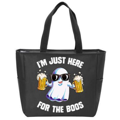 IM Just Here For The Boos Funny Halloween Ghost Zip Tote Bag