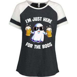 IM Just Here For The Boos Funny Halloween Ghost Enza Ladies Jersey Colorblock Tee