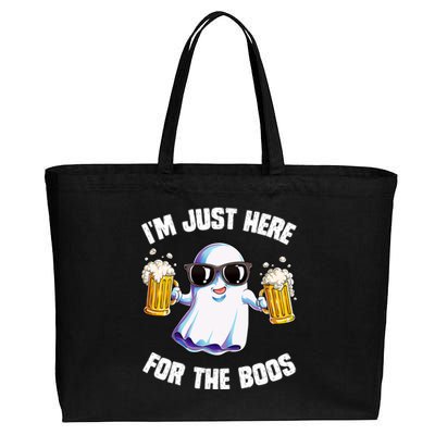 IM Just Here For The Boos Funny Halloween Ghost Cotton Canvas Jumbo Tote