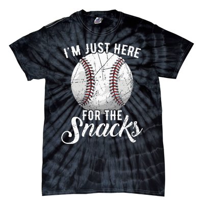 Im Just Here For The Snacks Funny Fantasy Baseball League Tie-Dye T-Shirt