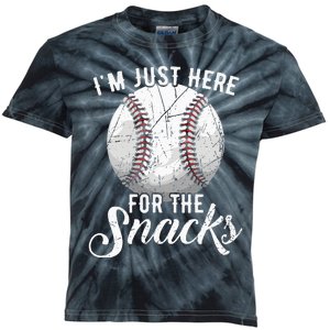 Im Just Here For The Snacks Funny Fantasy Baseball League Kids Tie-Dye T-Shirt