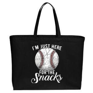 Im Just Here For The Snacks Funny Fantasy Baseball League Cotton Canvas Jumbo Tote