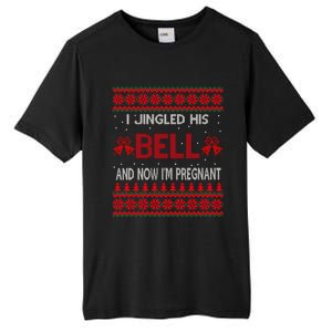 I Jingled His Bells And Now IM Pregnant Funny Christmas Cute Gift Tall Fusion ChromaSoft Performance T-Shirt