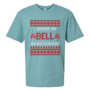 I Jingled His Bells And Now IM Pregnant Funny Christmas Cute Gift Sueded Cloud Jersey T-Shirt