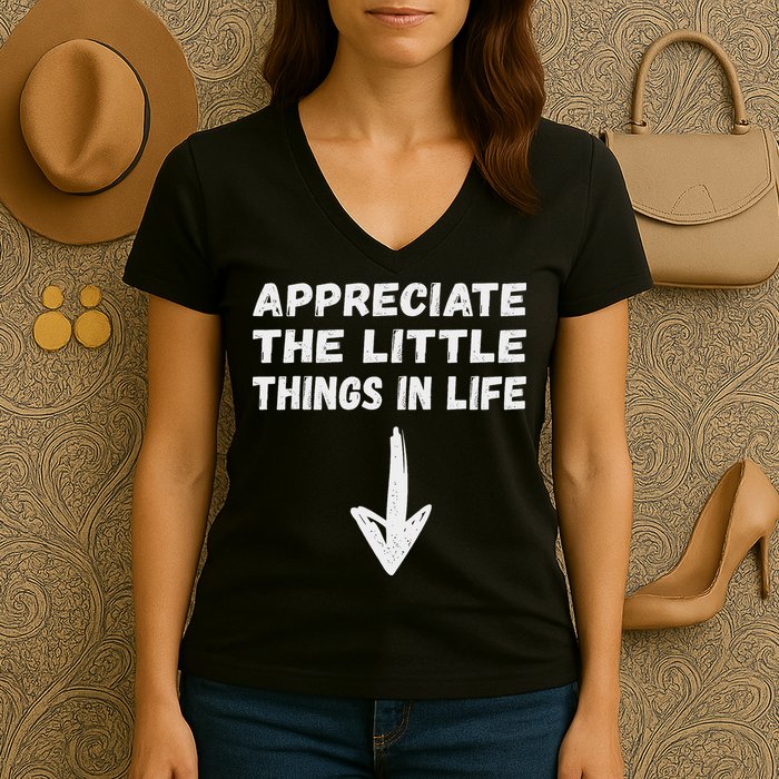 Inappropriate Joke Hilarious Sarcastic Gag Gifts Appreciate The Little Things In Life Funny Joke Adu Women's V-Neck T-Shirt