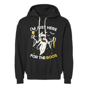 Im Just Here For The Boos Funny Halloween Beer Lovers Drink Garment-Dyed Fleece Hoodie